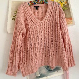 Forever 21 Trendy pink v neck sweater